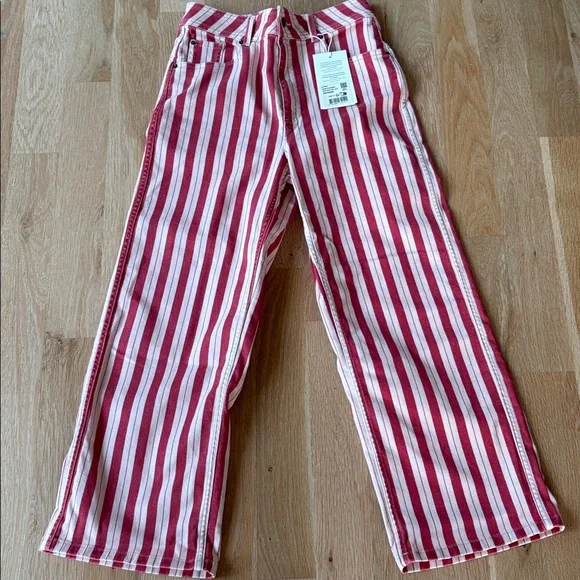 High-Rise Cream and Red Striped Wide-Leg Pants sezane - Picture 11 of 15